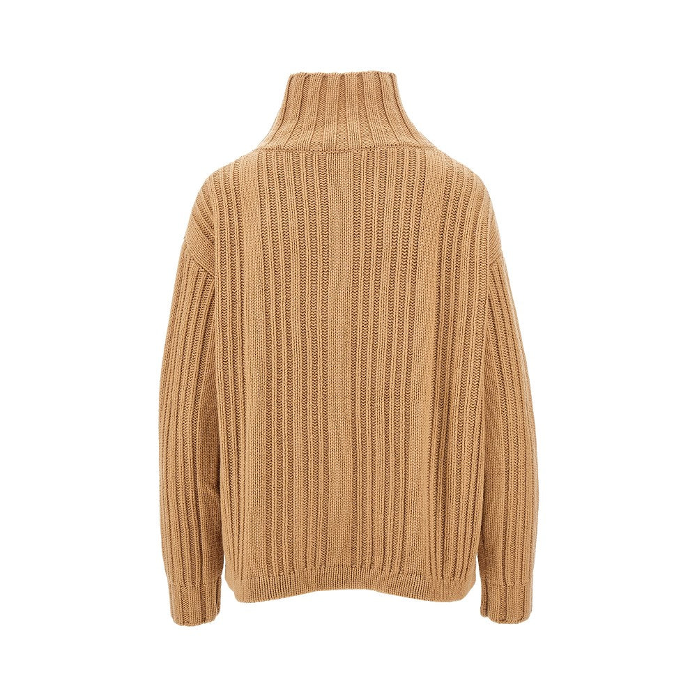 Wool and cachemire sweater with funnel collar