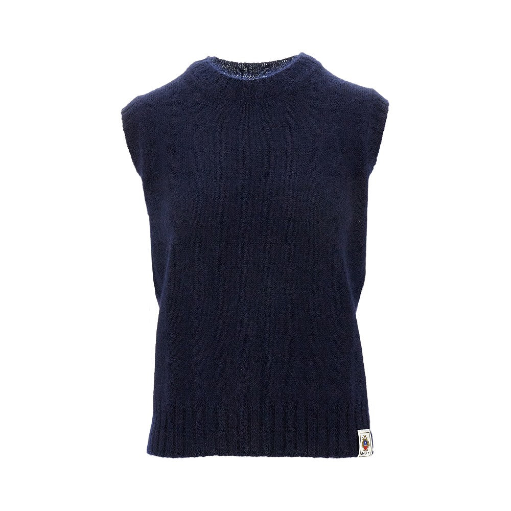 Gilet girocollo in mohair e seta