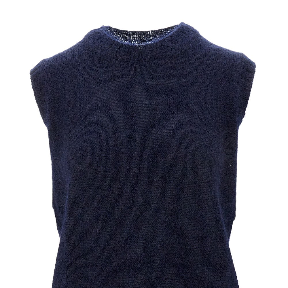 Gilet girocollo in mohair e seta