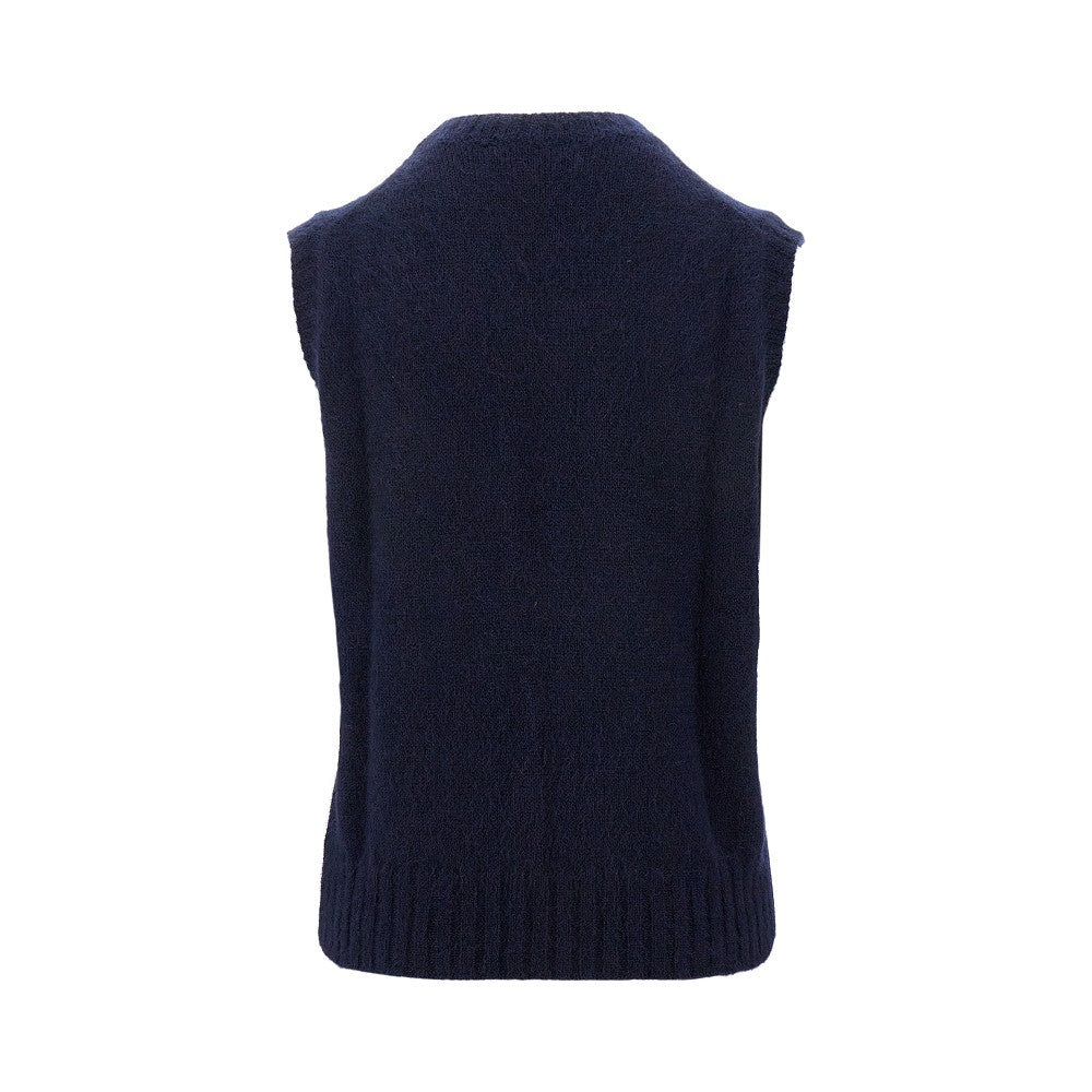 Gilet girocollo in mohair e seta