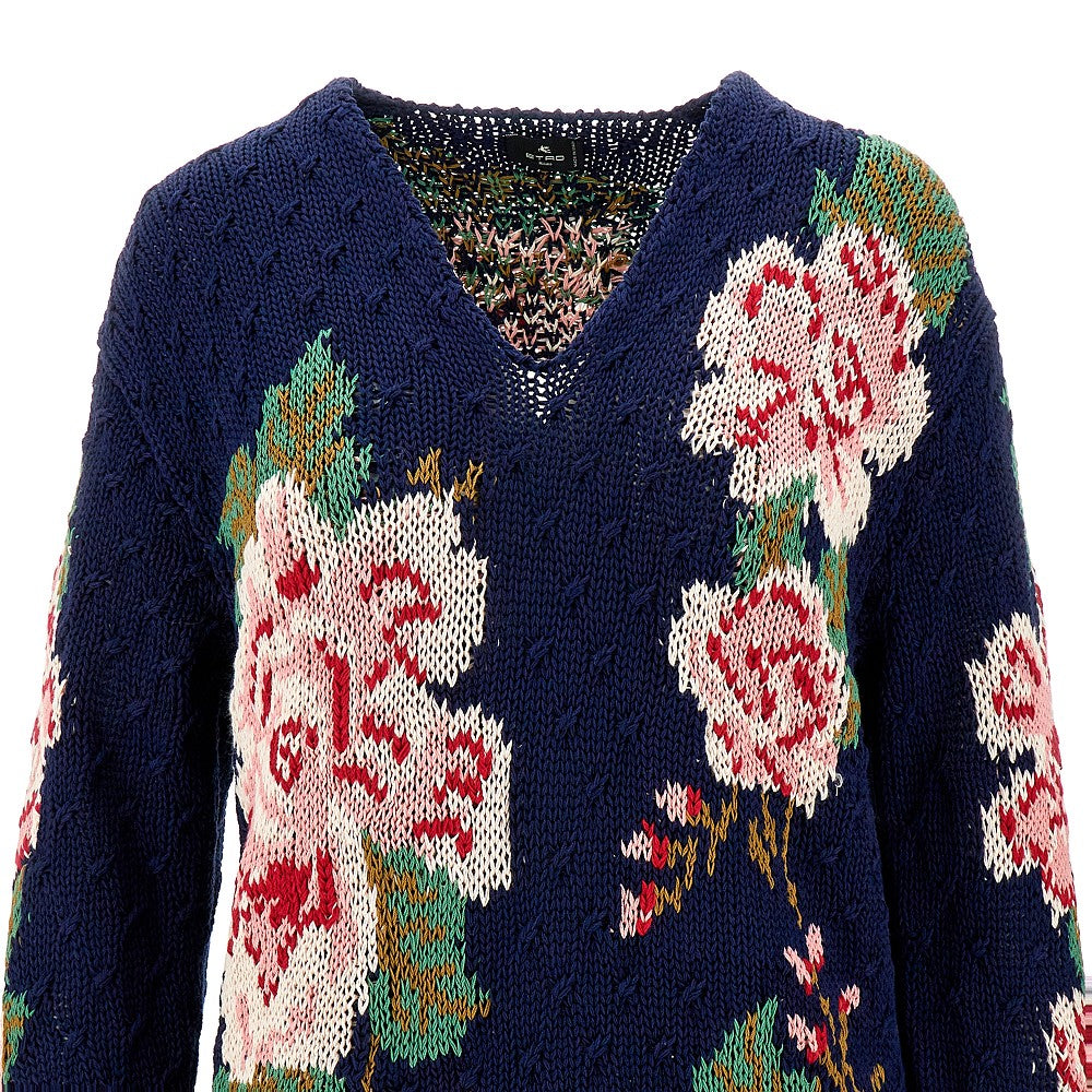 Pullover mini abito in cotone jacquard