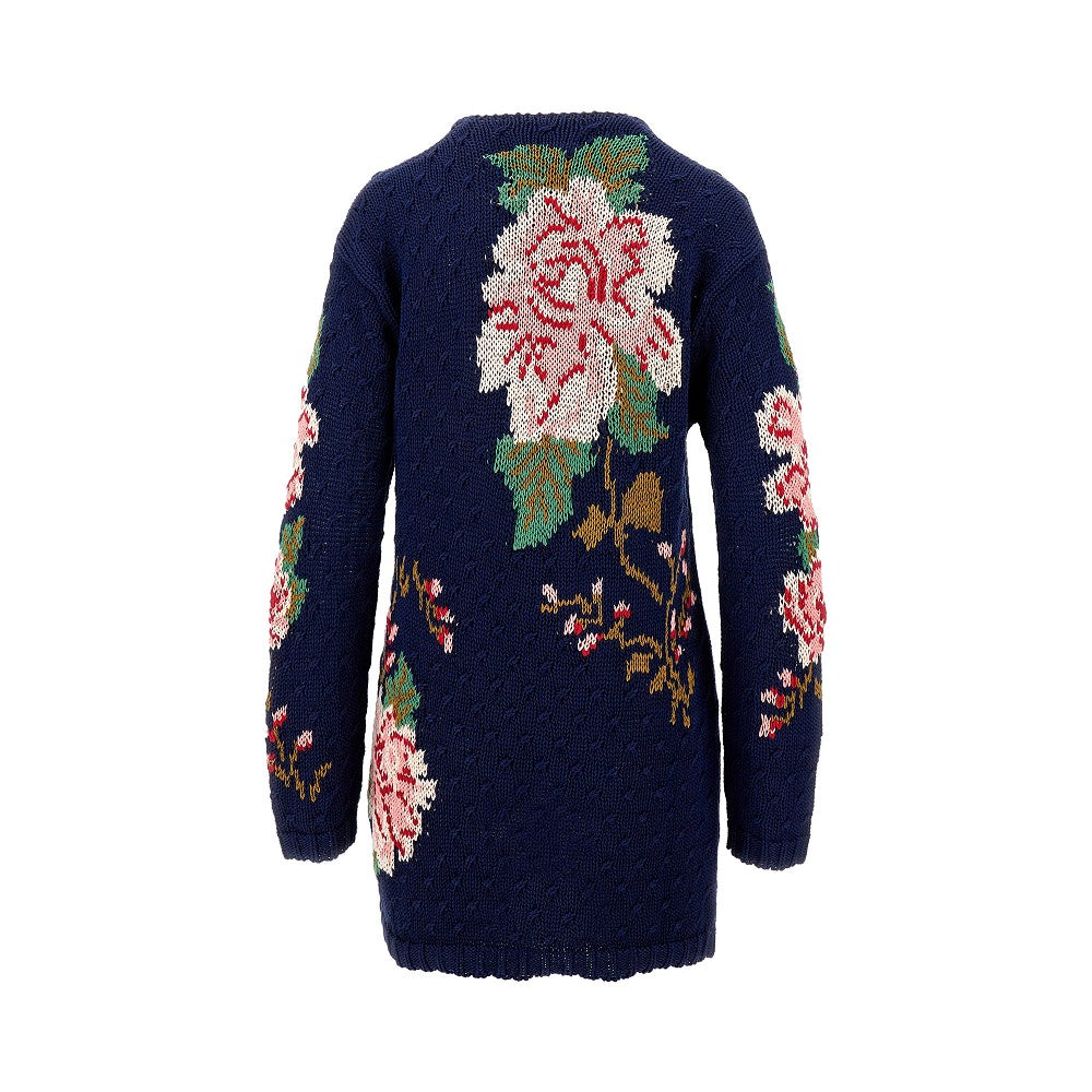 Pullover mini abito in cotone jacquard