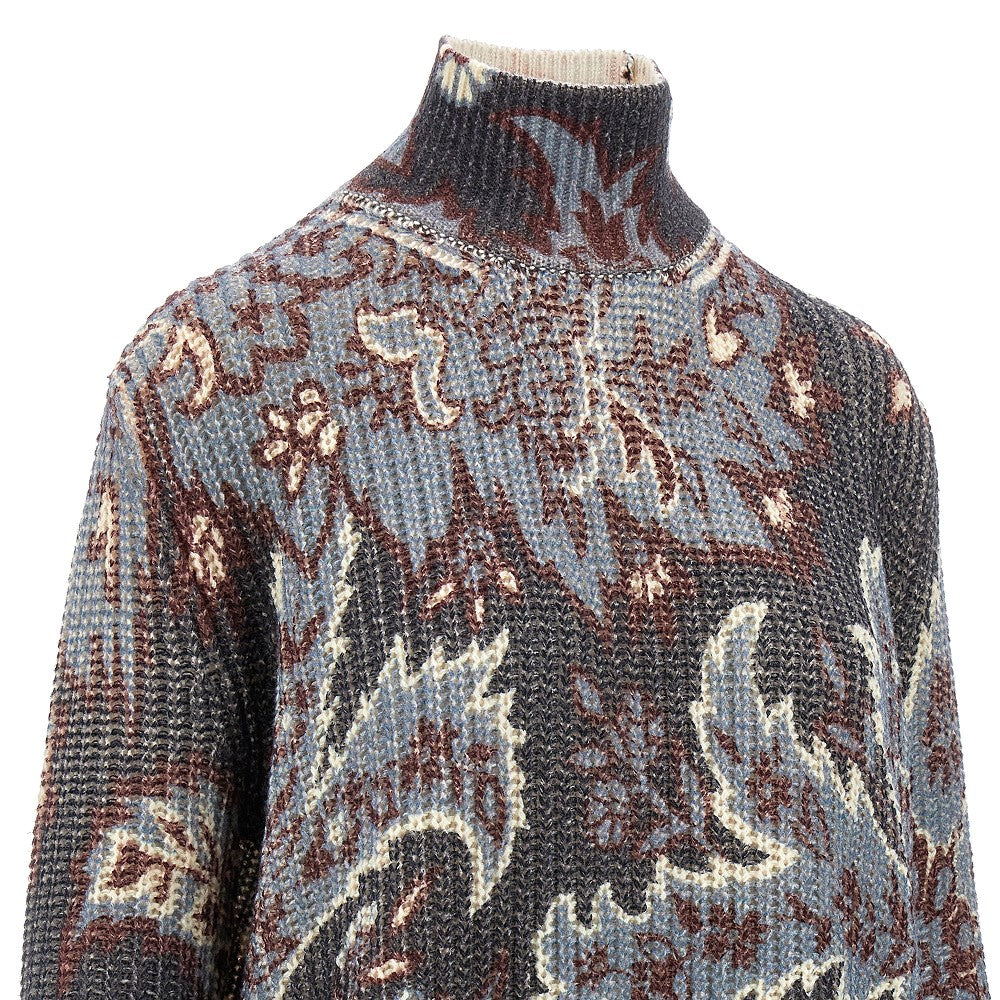 Foliage print wool sweater