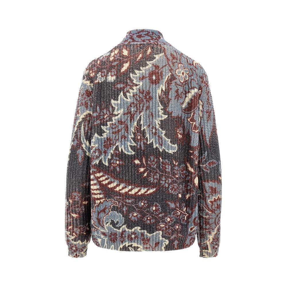 Foliage print wool sweater