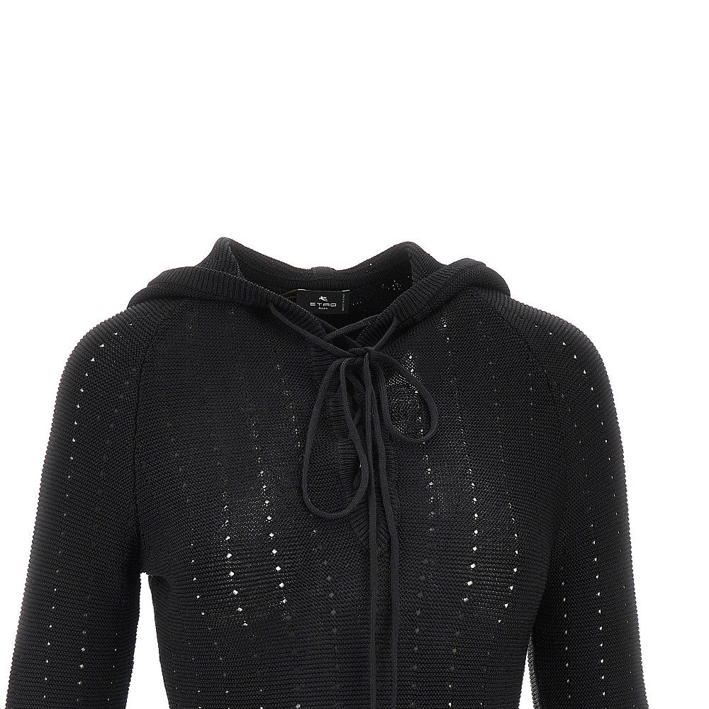 Top in maglia con cappuccio