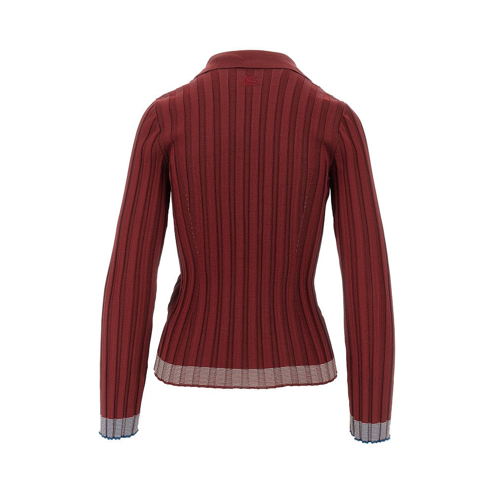 Ribbed viscose polo shirt