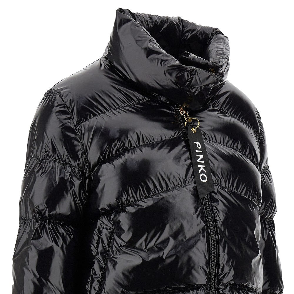 Glossy nylon short down jacket