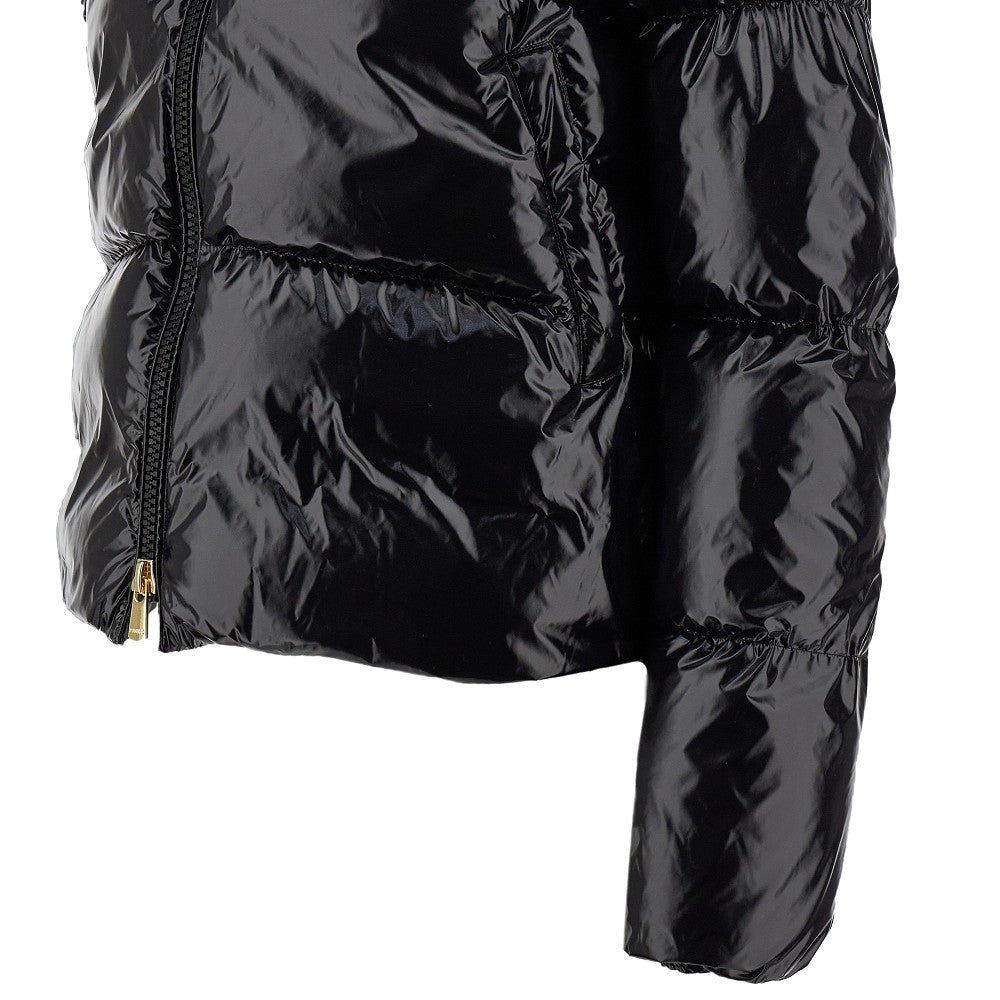 Glossy nylon short down jacket