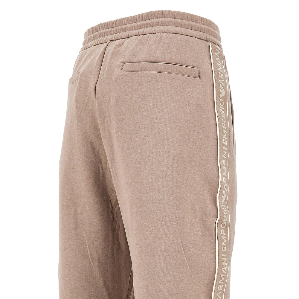 Joggers in double jersey con banda logata