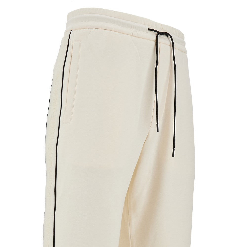 Joggers in double jersey con banda logata