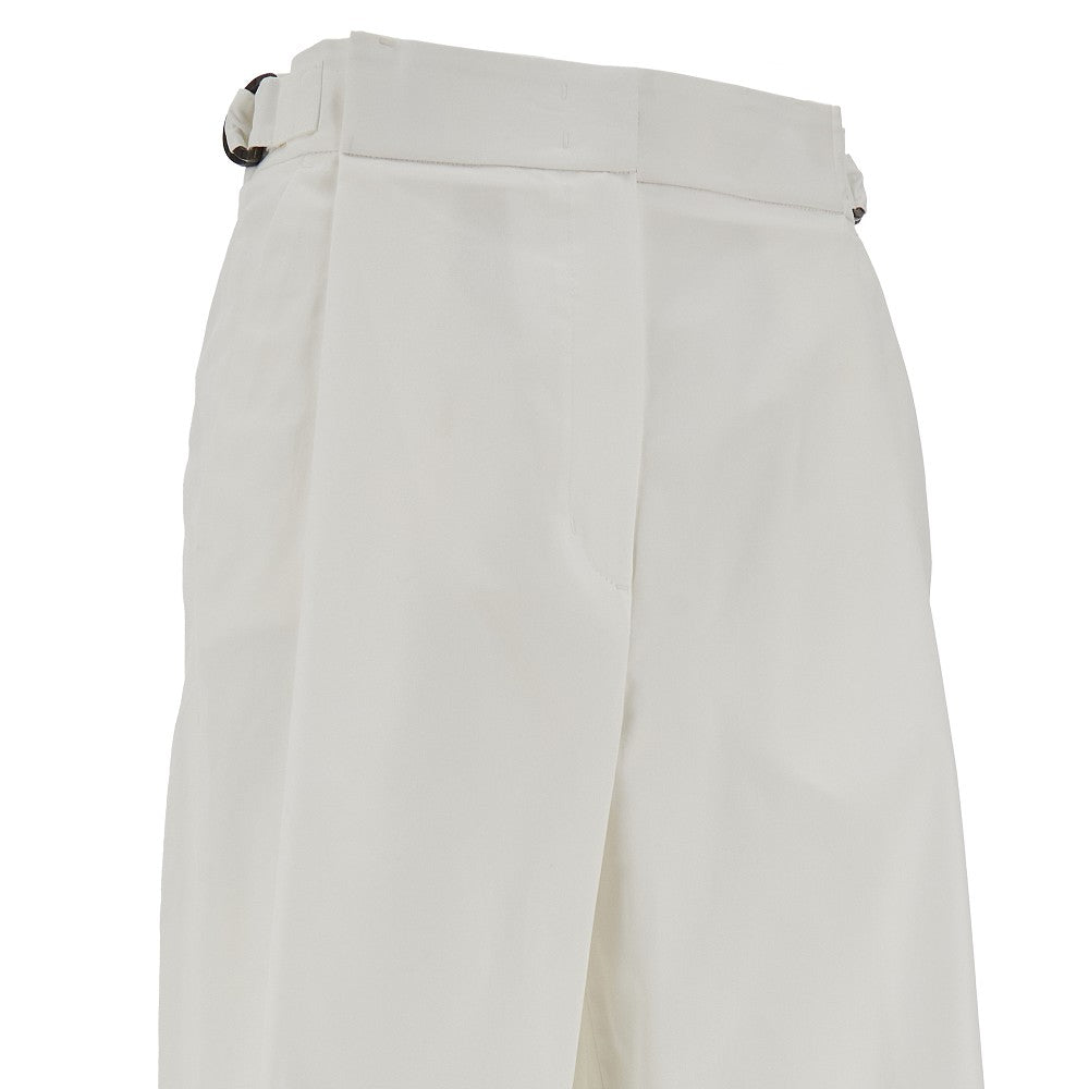 Cotton-blend wide leg pants