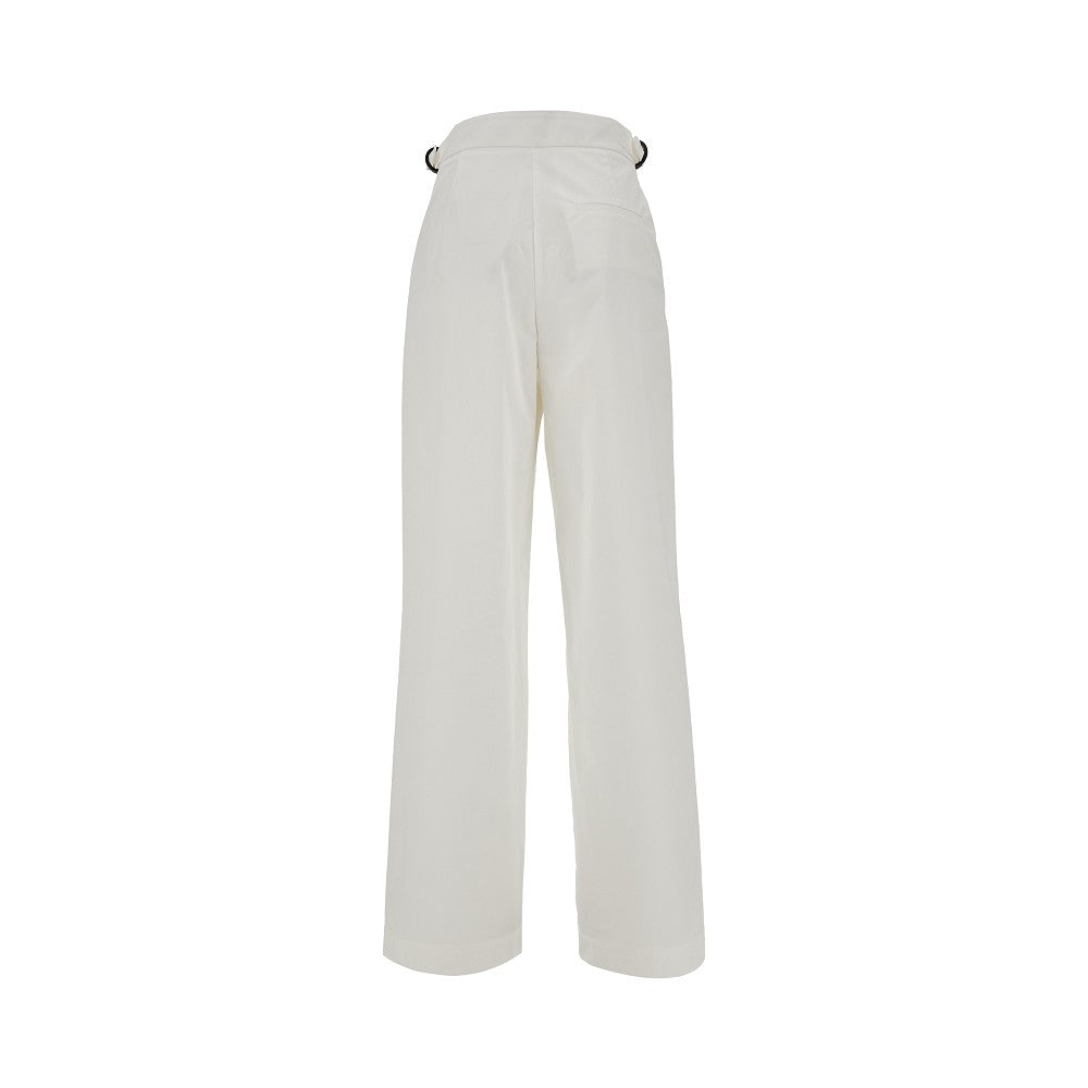 Cotton-blend wide leg pants