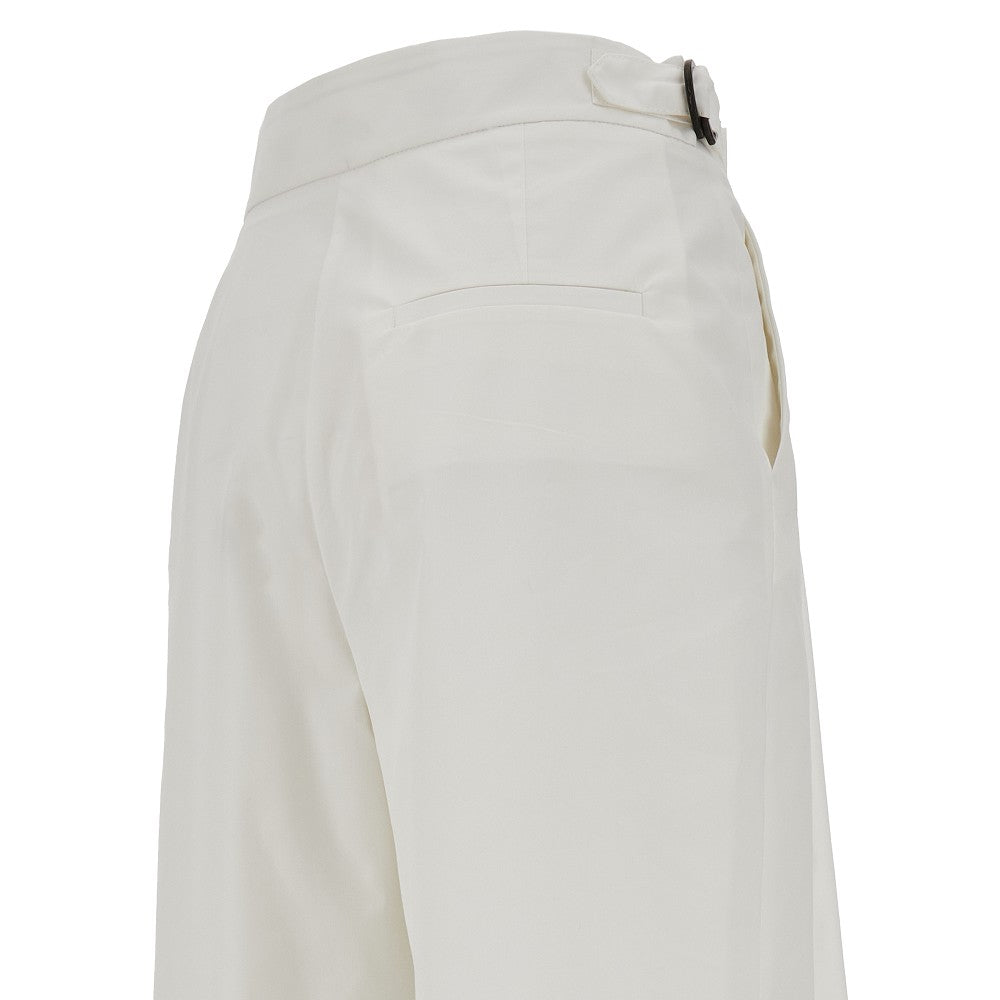 Cotton-blend wide leg pants