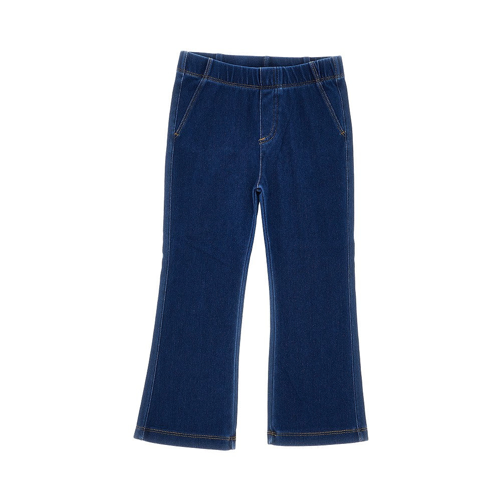 Stretch jersey pant with denim effect