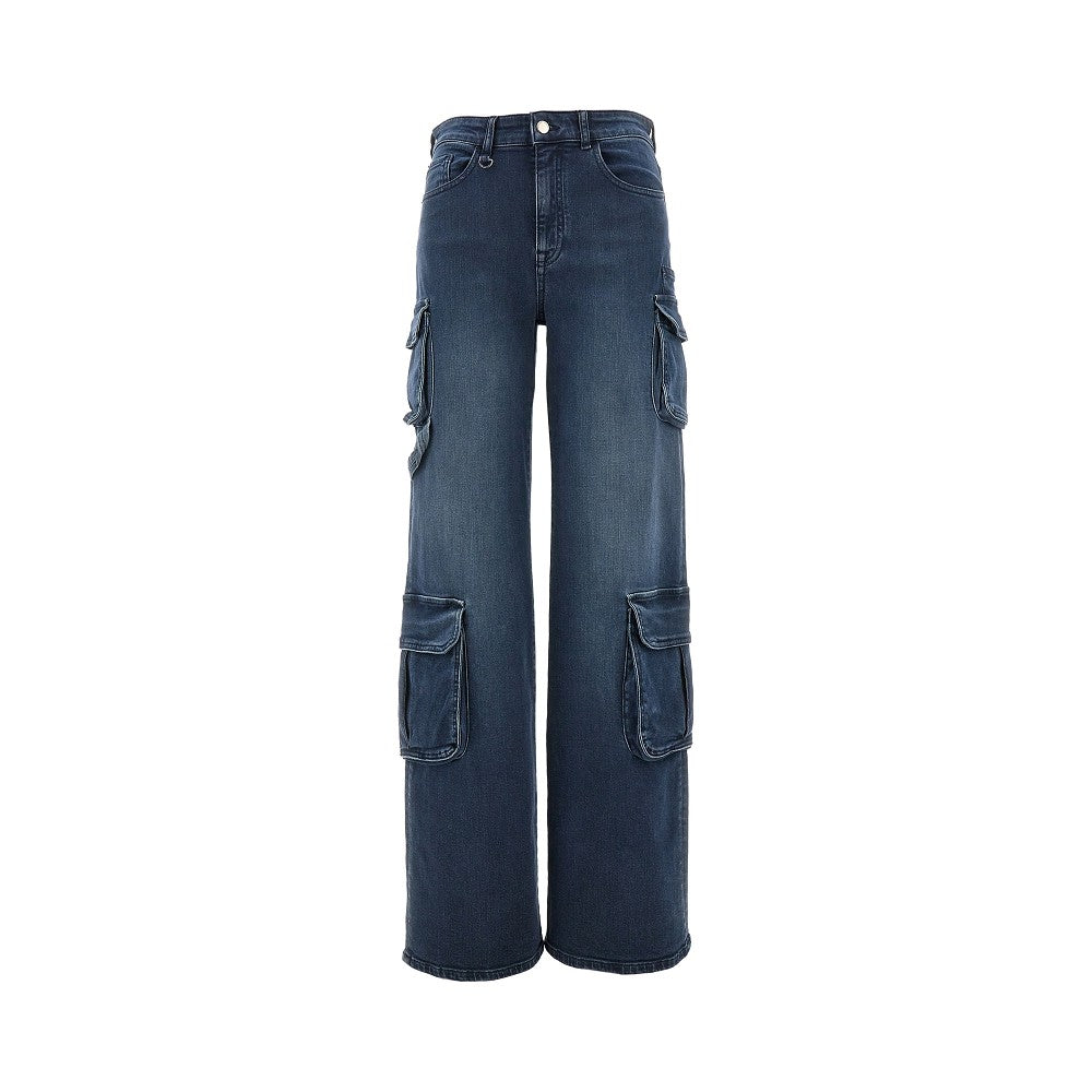 Pantalone cargo in denim scolorito