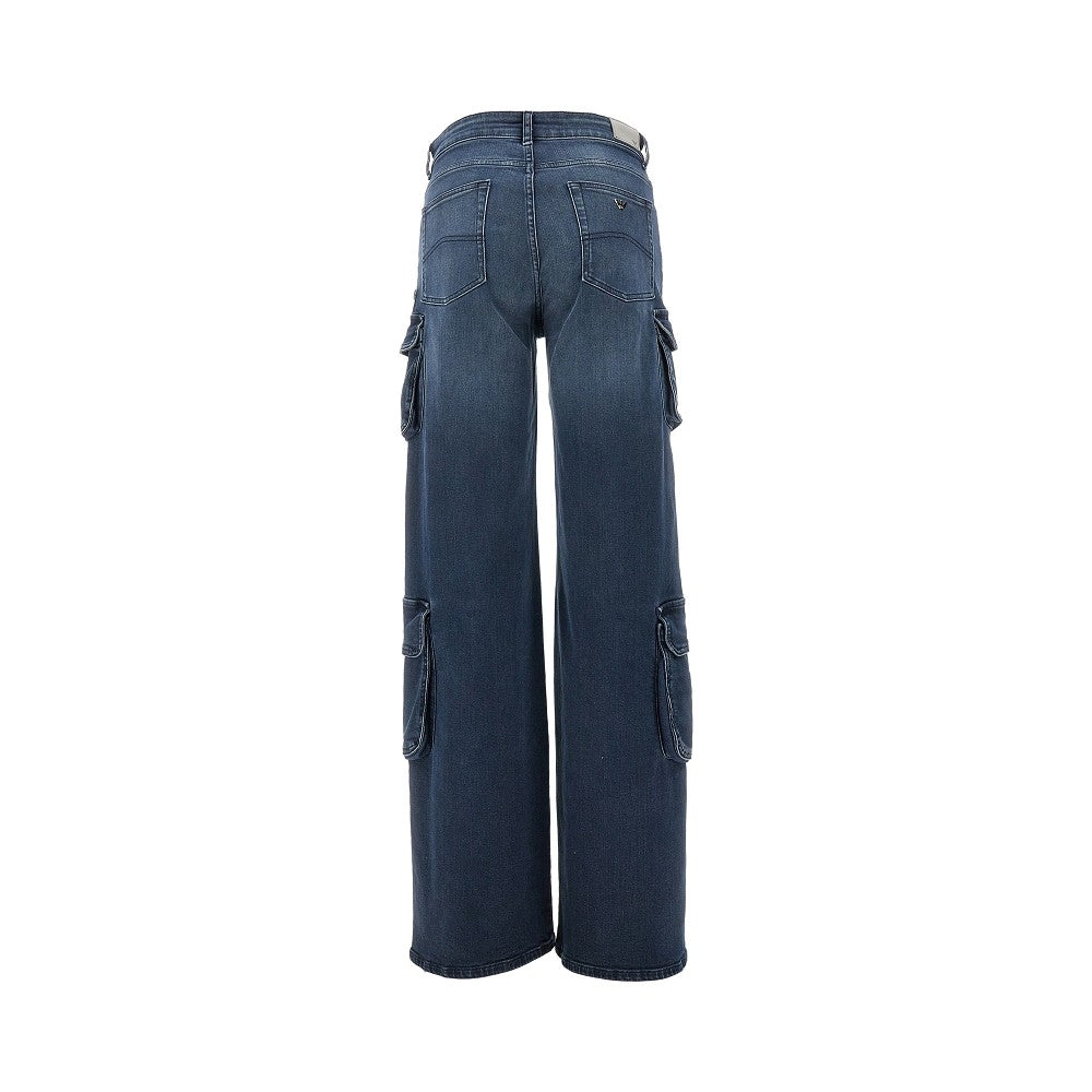 Pantalone cargo in denim scolorito