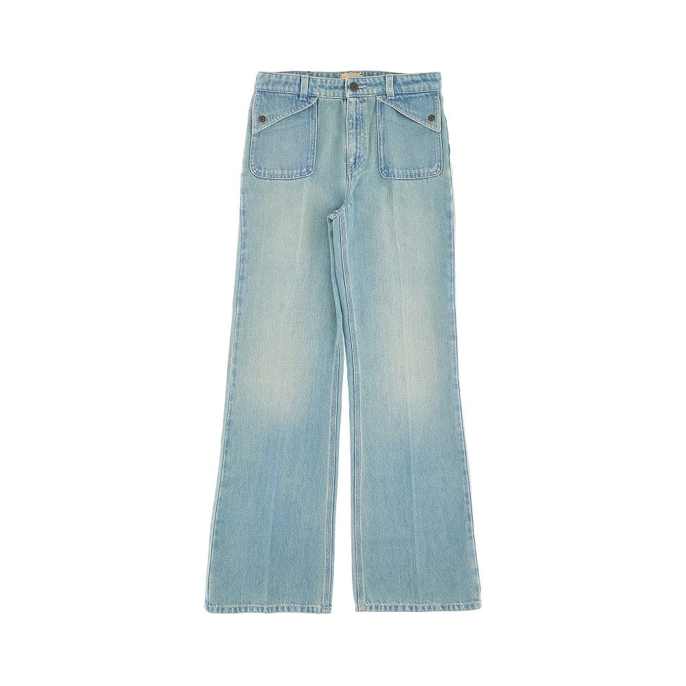 Flared jeans with logo patch