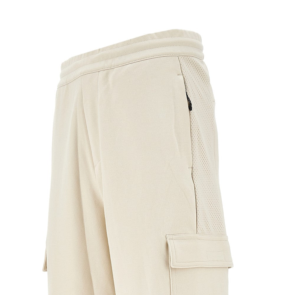 Pantalone cargo in felpa con inserti in mesh