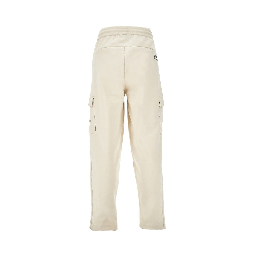 Pantalone cargo in felpa con inserti in mesh