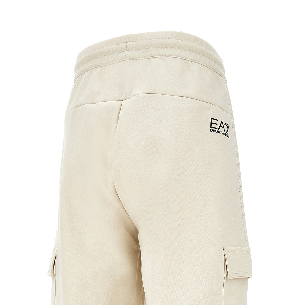 Pantalone cargo in felpa con inserti in mesh