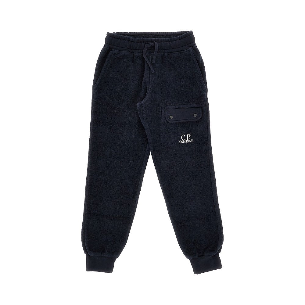 Joggers in pile con logo ricamato
