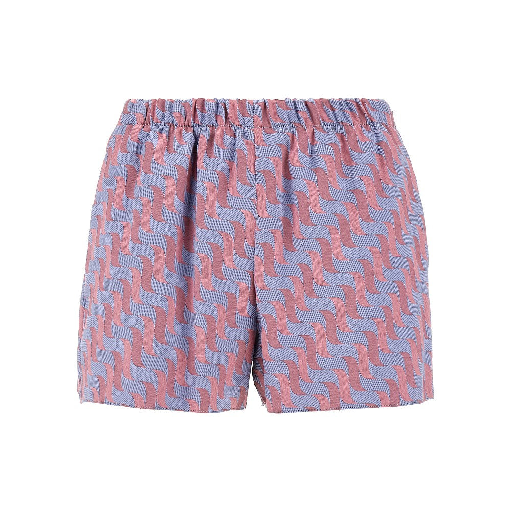 Optical motif jacquard fabric shorts