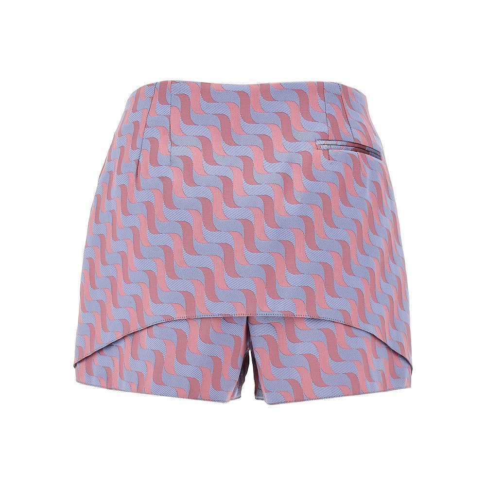 Optical motif jacquard fabric shorts