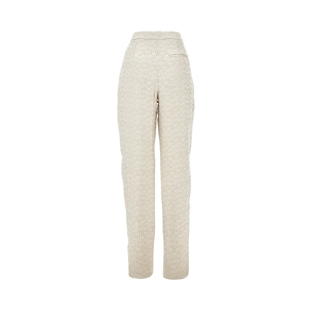 Pantalone affusolato in viscosa jacquard
