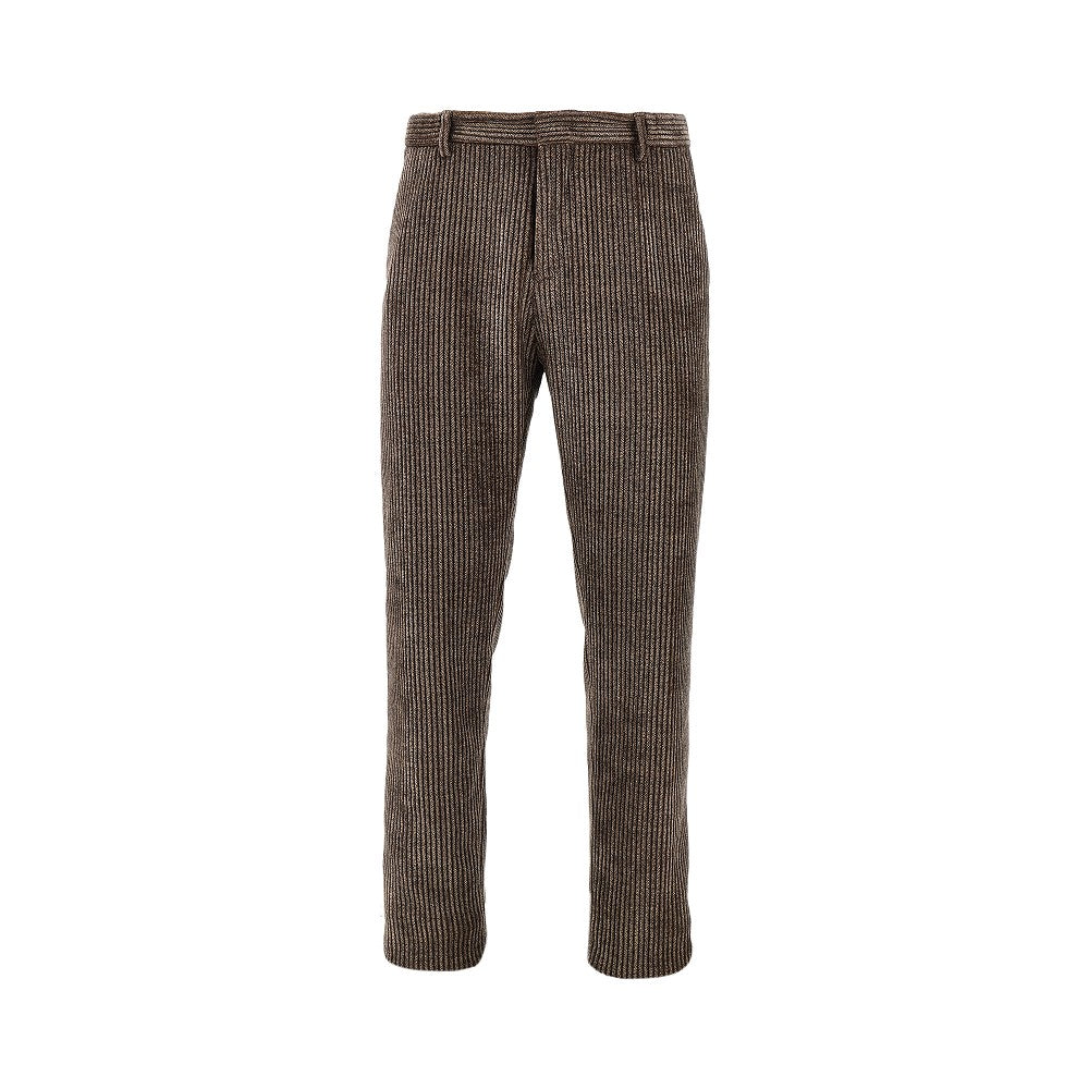 Corduroy pants with herringbone print