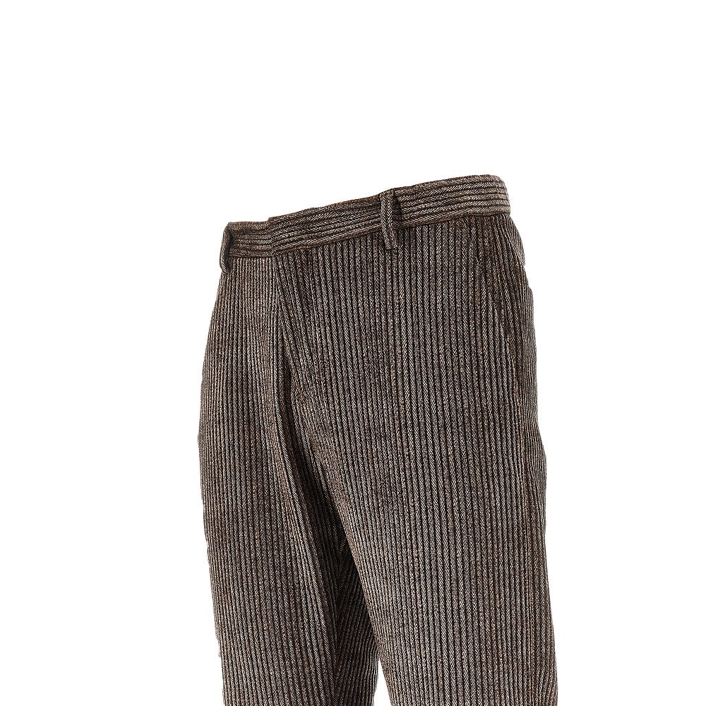 Corduroy pants with herringbone print