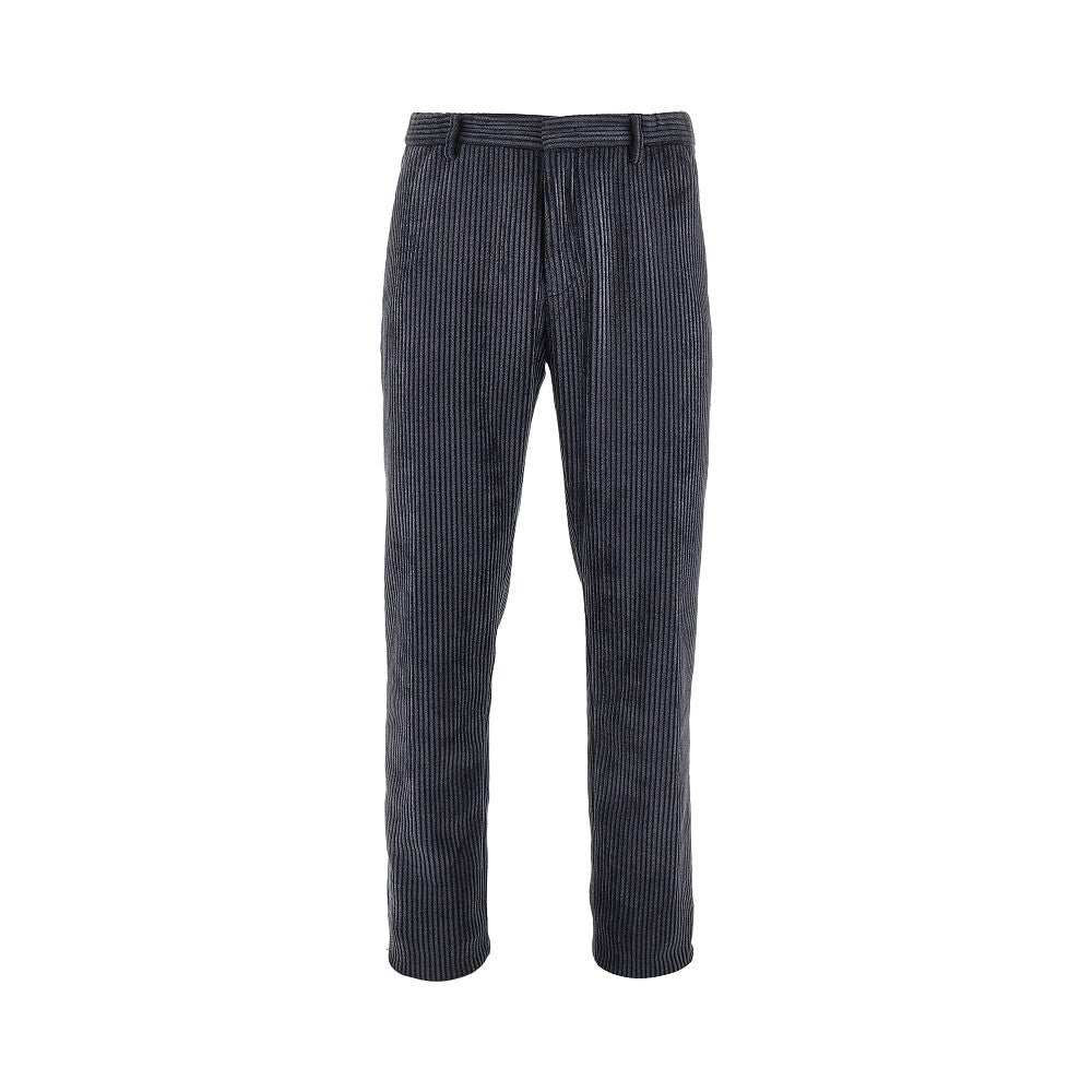 Corduroy pants with herringbone print