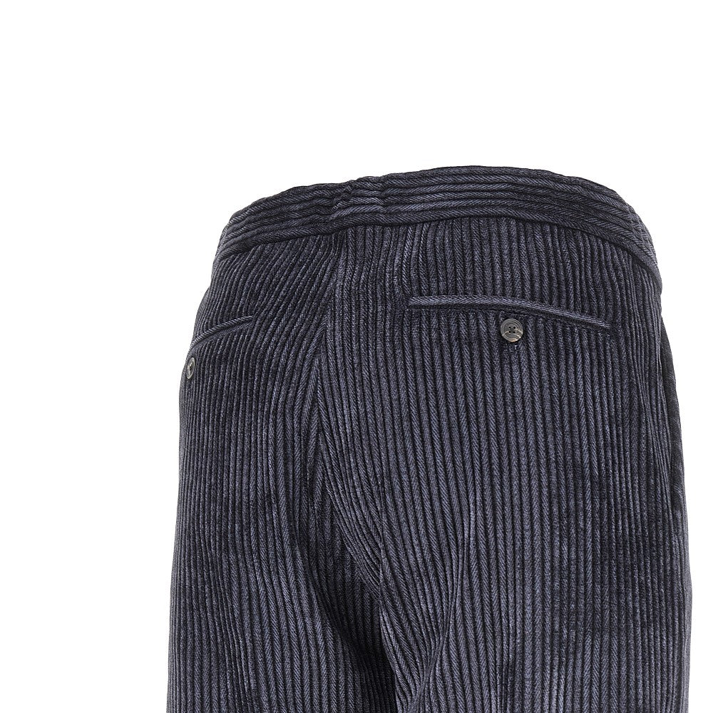 Corduroy pants with herringbone print