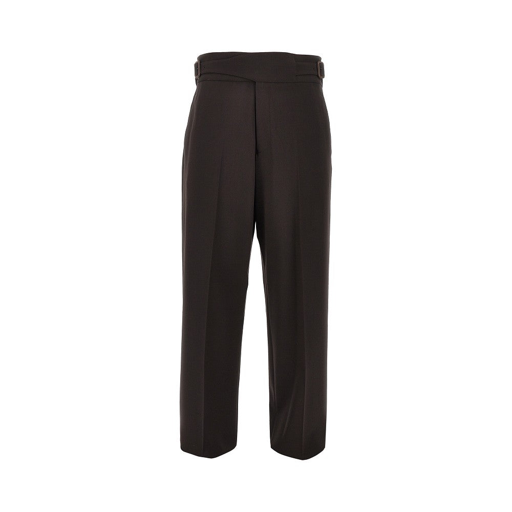 Pantalone in lana stretch con cinturini