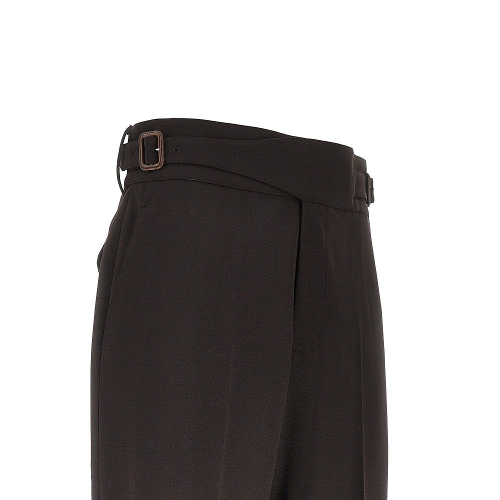 Pantalone in lana stretch con cinturini