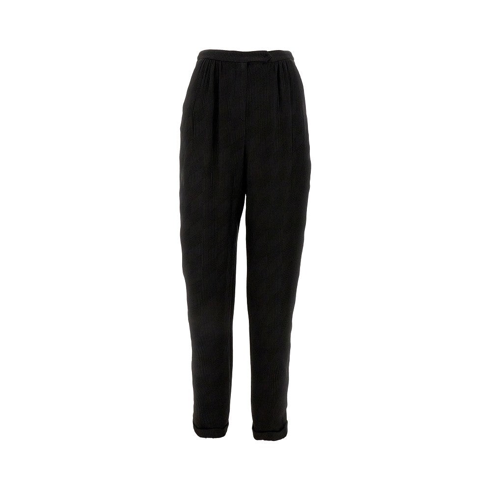 Pantalone con pinces in tessuto canneté