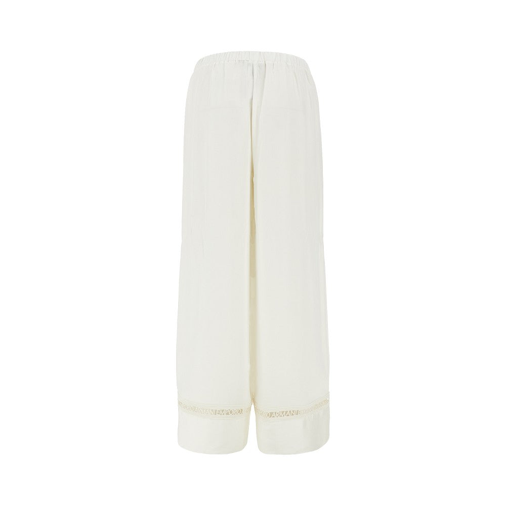 Pantalone in viscosa con inserto logato