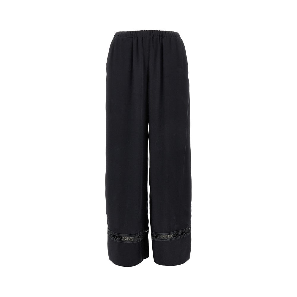 Viscose pants with logo inlay