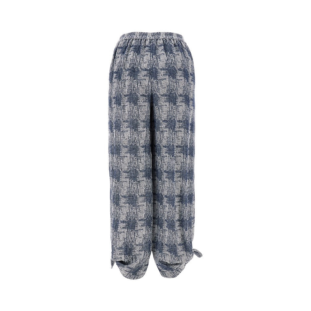 Pantalone in misto lino check