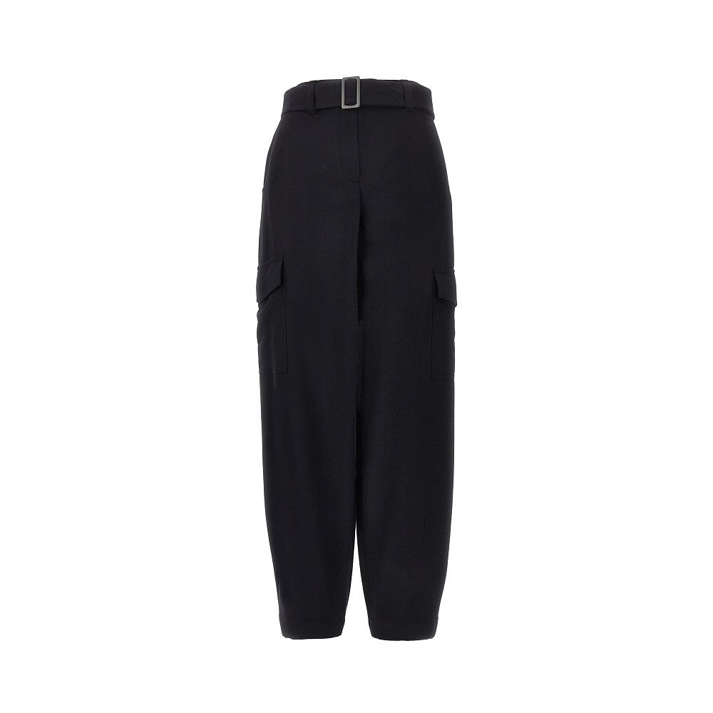 Wool-blend cloth cargo pants