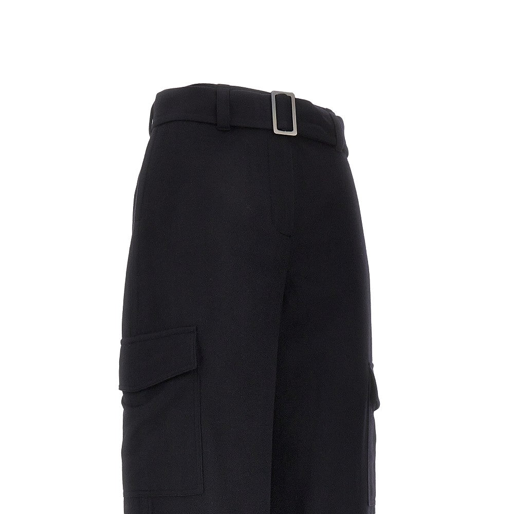 Wool-blend cloth cargo pants