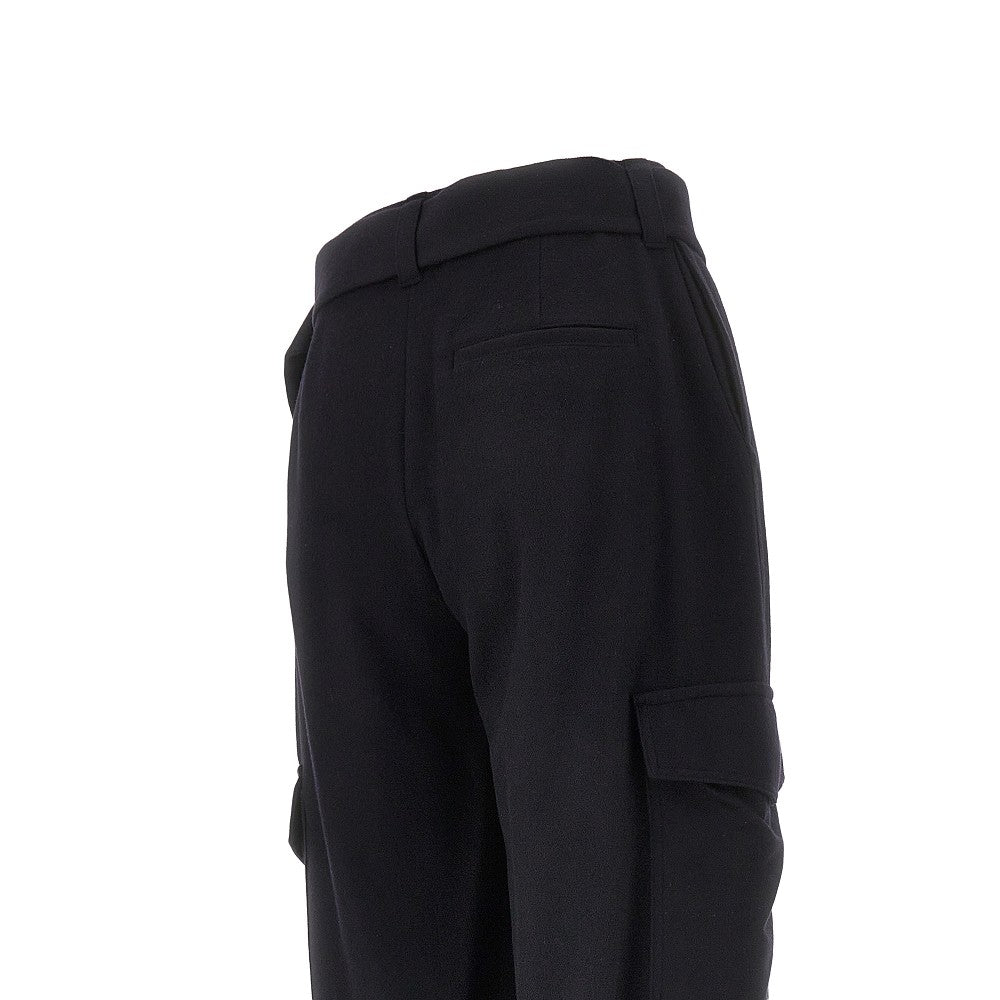 Wool-blend cloth cargo pants