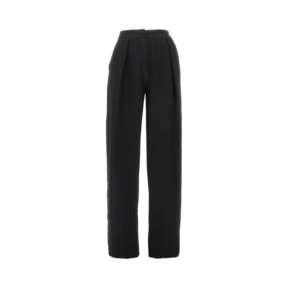 Pantalone in jersey goffrato con pince