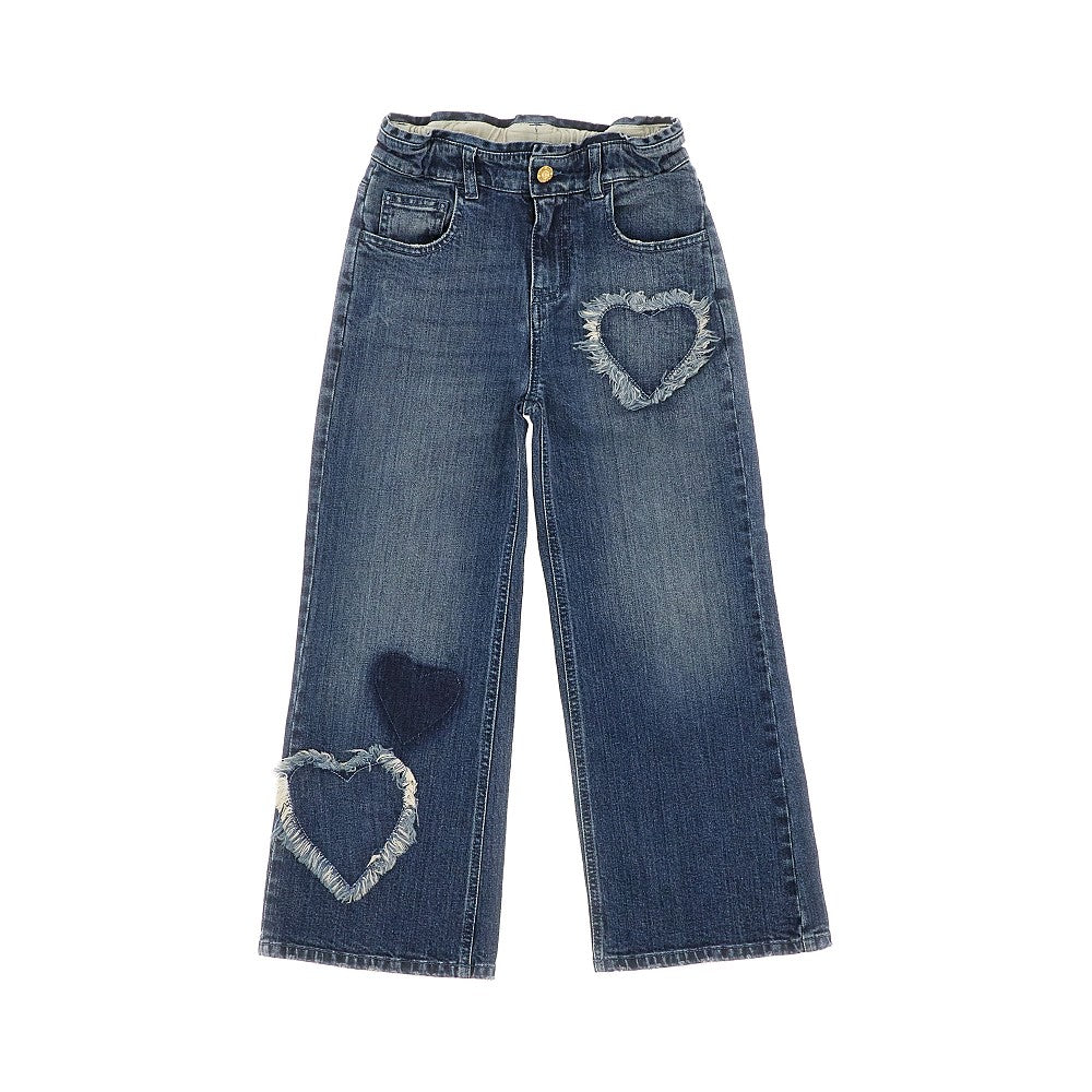 Jeans a gamba ampia con patch cuore