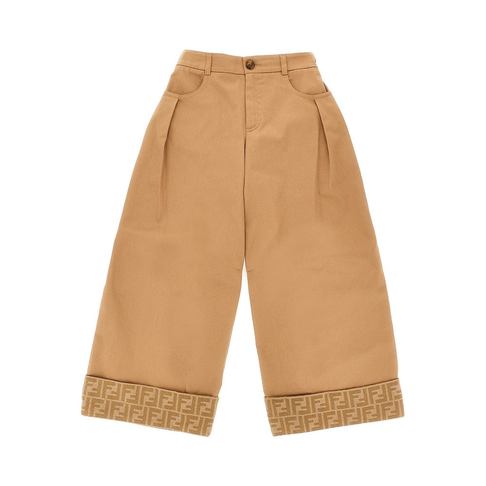 Stretch gabardine pants with FF cuff