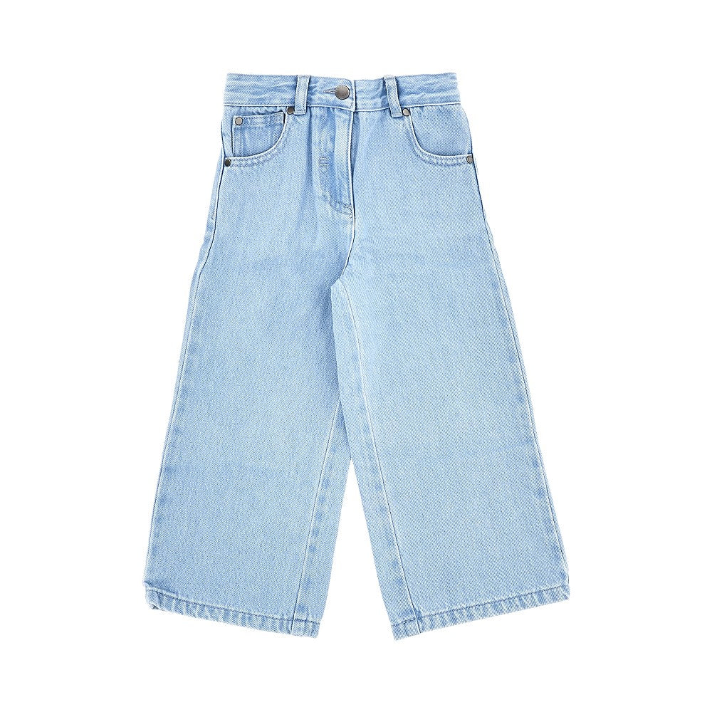 Wide leg jeans with flowers print