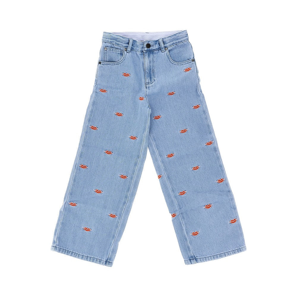 Jeans a gamba ampia con ricami