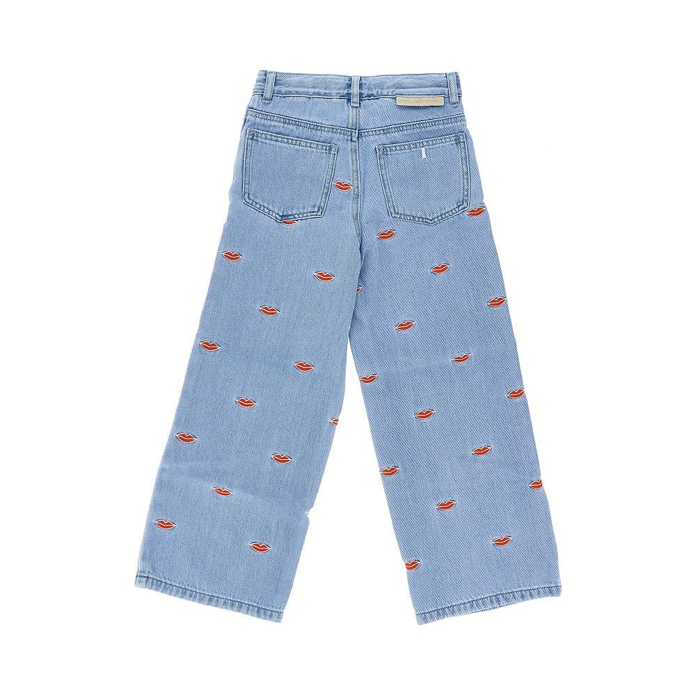 Jeans a gamba ampia con ricami