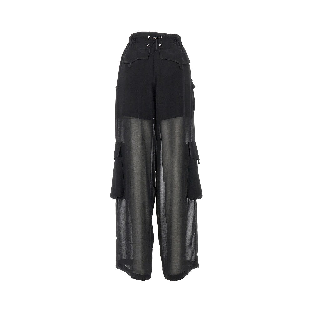 Pantalone cargo in georgette