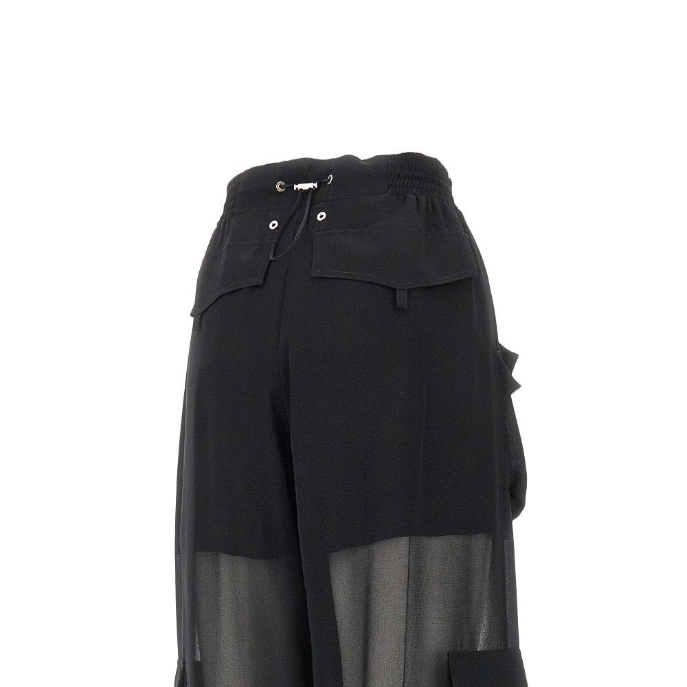 Pantalone cargo in georgette