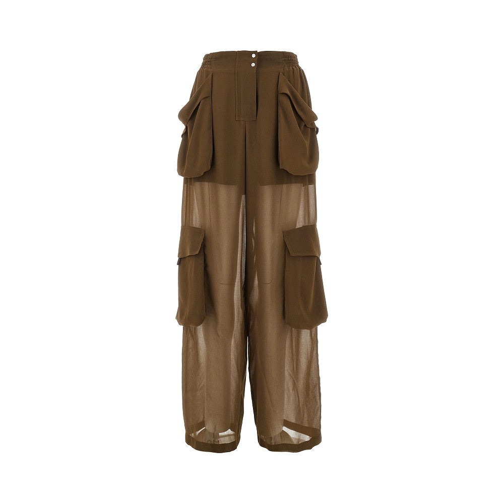 Pantalone cargo in georgette